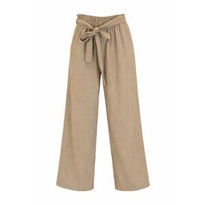 OAT New York Wide Leg Paperbag Pants Womens Small Beige Tie Waist Viscose